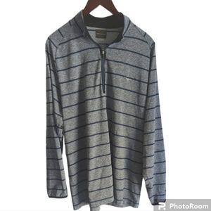 Greg Norman for Tasso Elba Men's Large Play Dry Long Sleeve Gray Striped Polo